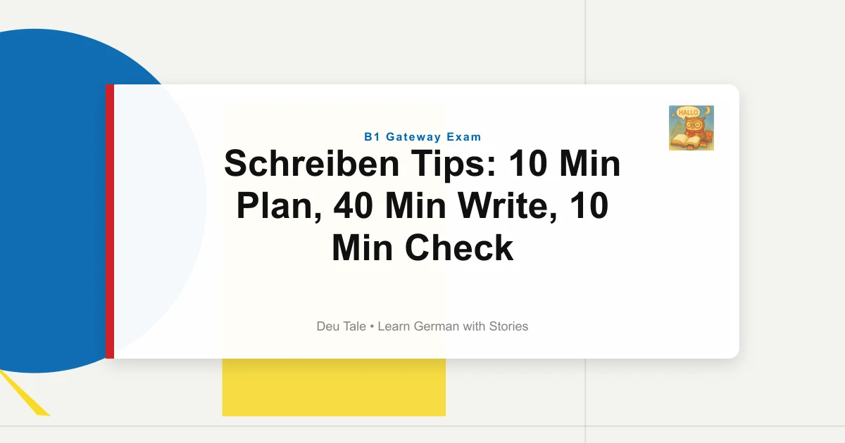 Schreiben Tips: 10 Min Plan, 40 Min Write, 10 Min Check