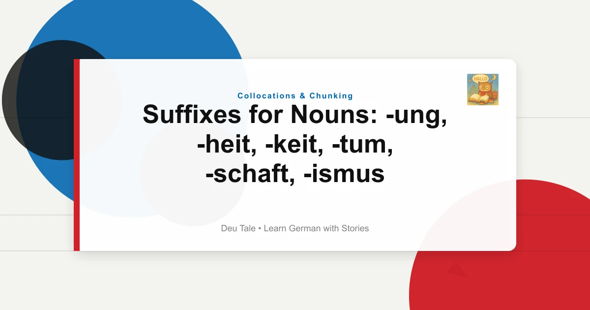 Suffixes for Nouns: -ung, -heit, -keit, -tum, -schaft, -ismus 
