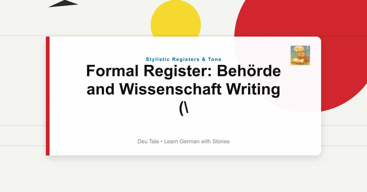 Formal Register: Behörde and Wissenschaft Writing ("Sehr Geehrte...")