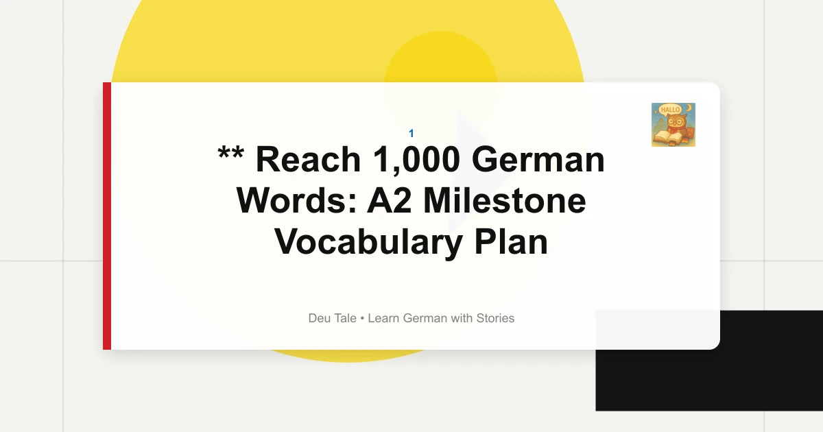 ** Reach 1,000 German Words: A2 Milestone Vocabulary Plan