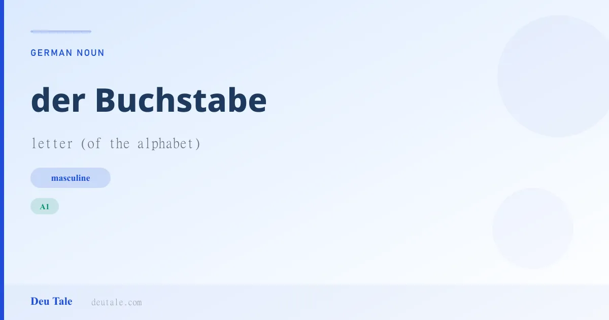 der Buchstabe — German masculine noun meaning letter (of the alphabet) (A1)