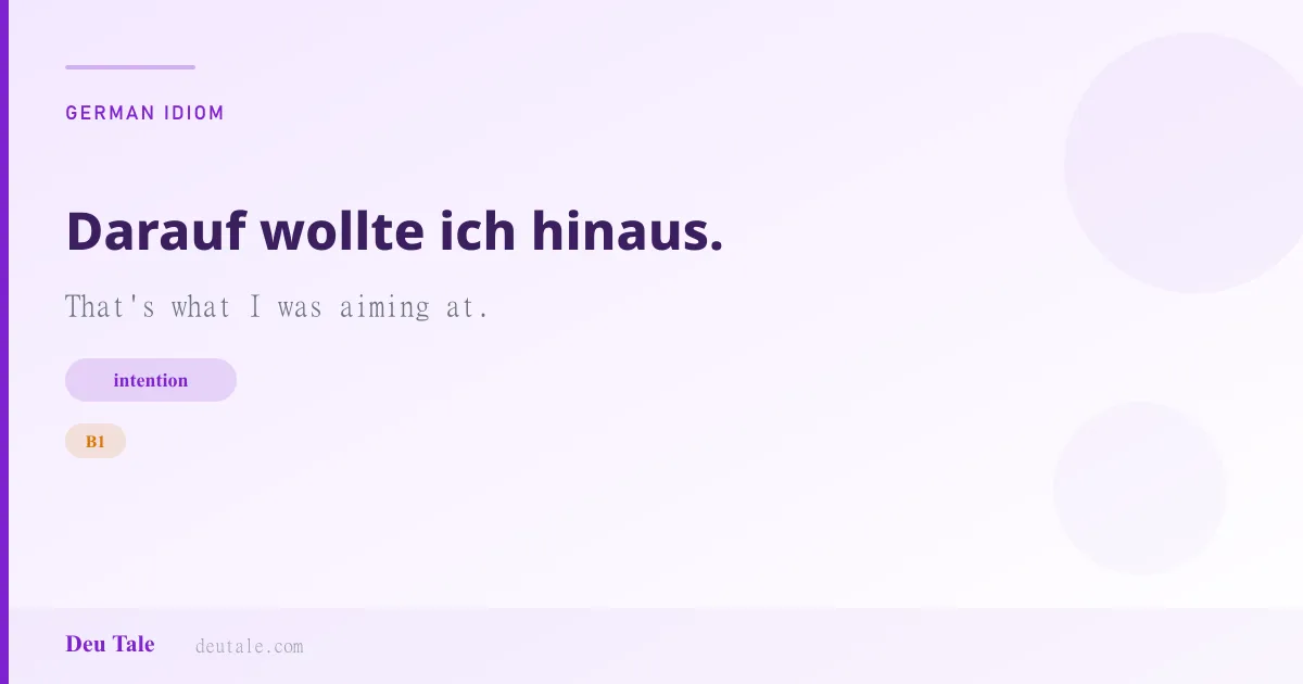Darauf wollte ich hinaus. — German idiom meaning: That's what I was aiming at. (B1)