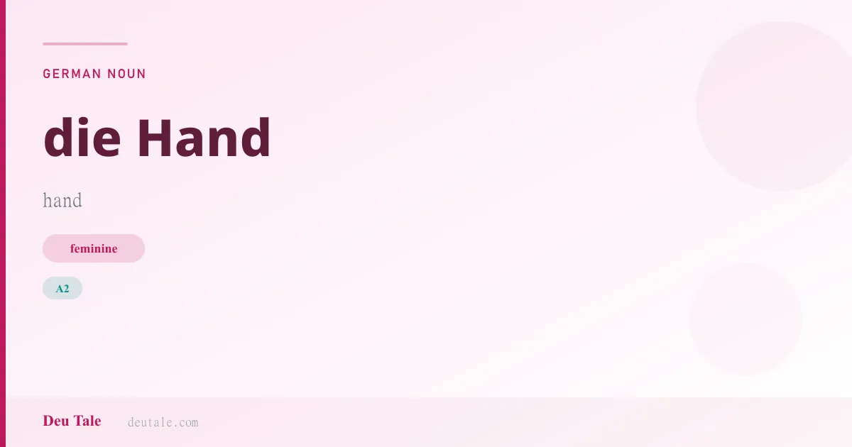 die Hand — German feminine noun meaning hand (A2)