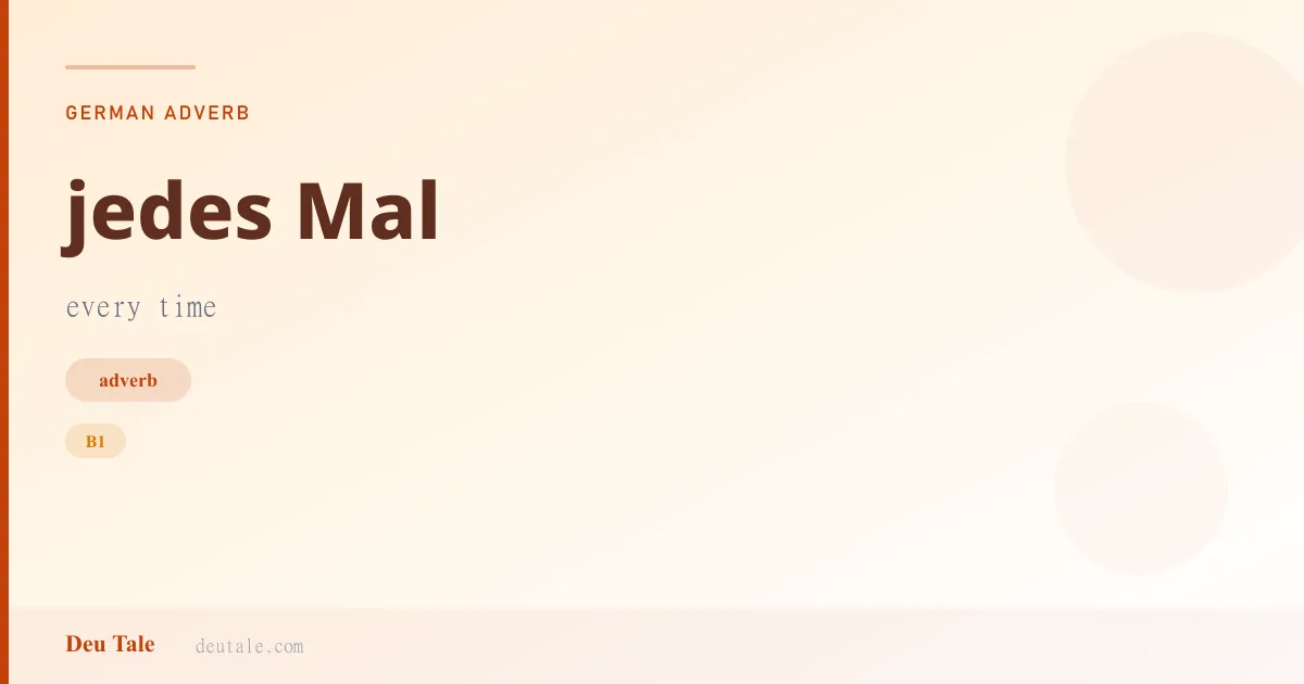 jedes Mal — German adverb meaning every time (B1)