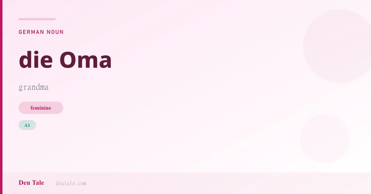 die Oma — German feminine noun meaning grandma (A1)