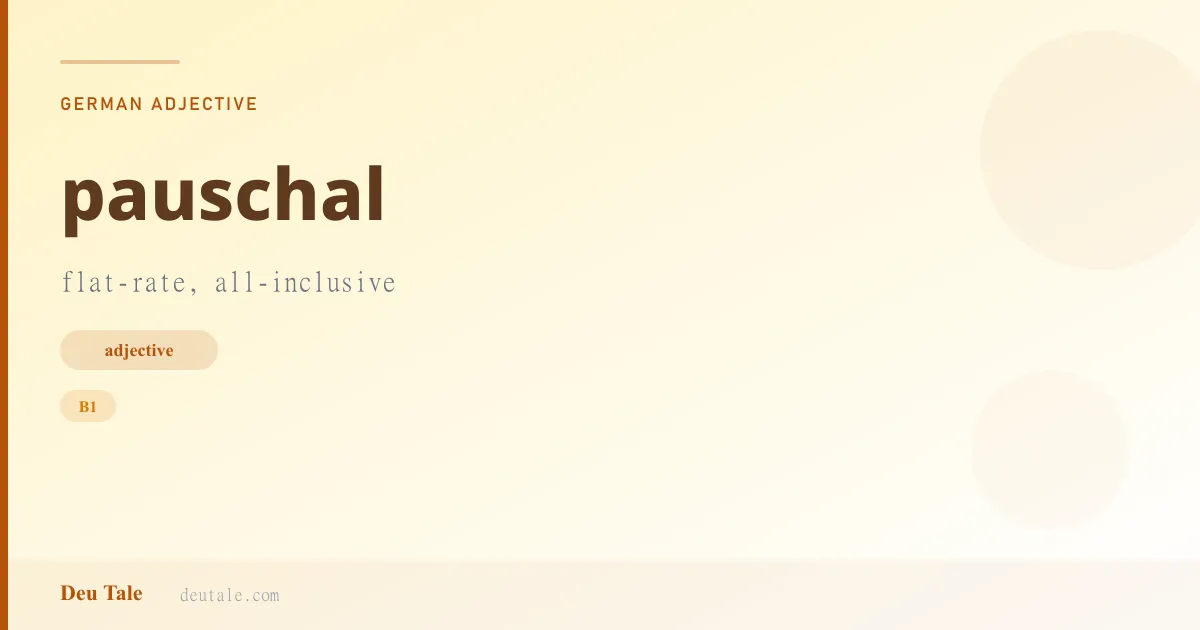 pauschal — German adjective meaning flat-rate, all-inclusive (B1)
