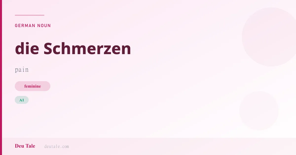 die Schmerzen — German feminine noun meaning pain (A1)