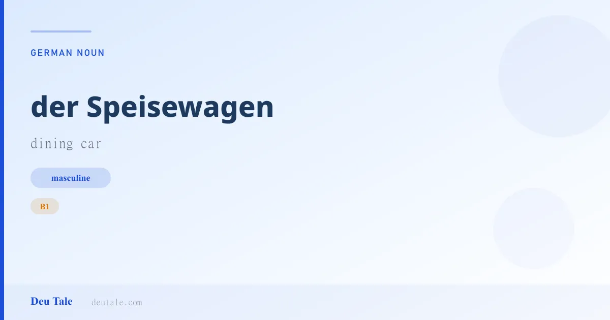 der Speisewagen — German masculine noun meaning dining car (B1)